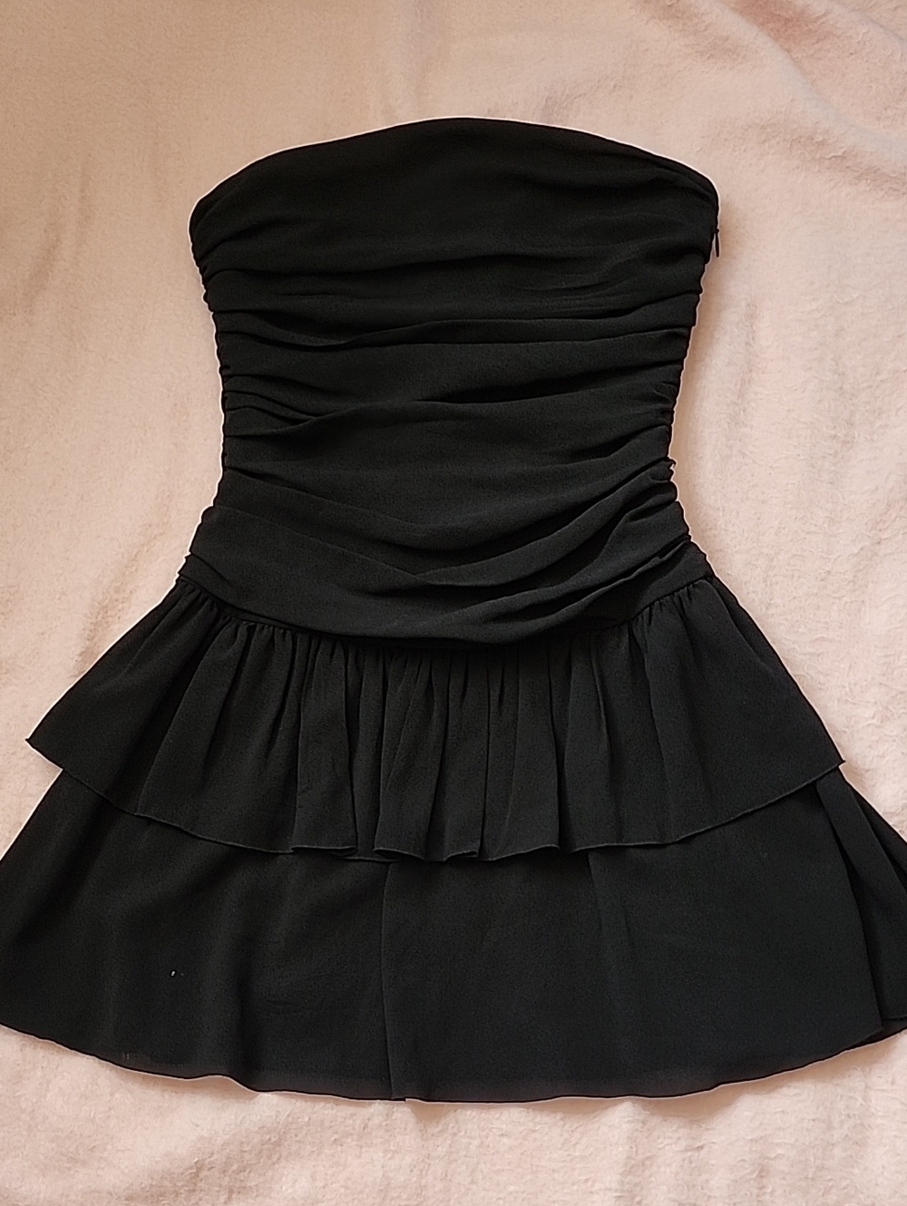 CELINE Phoebe Philo black side zip strapless cocktail dress 38 Dr3